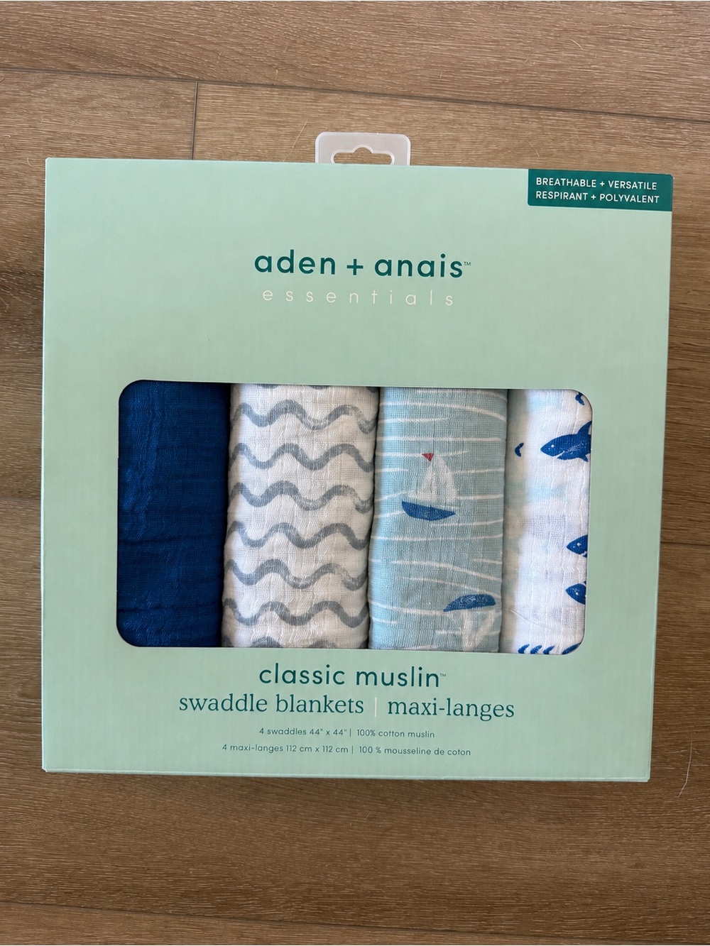 New Aden + Anais 100% Cotton Muslin Baby Swaddle Blankets set of 4 Nautical Blue